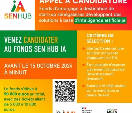 APPEL A CANDIDATURES : Sen Hub IA, le Ai hub Sénégal lance le fonds d’amorçage pour soutenir le développement de jeunes entreprises