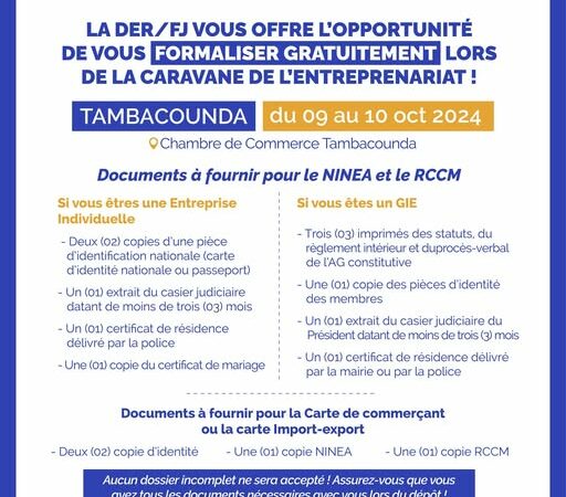 FORMALISATION : La DER/FJ formalise gratuitement les entreprises à Tambacounda